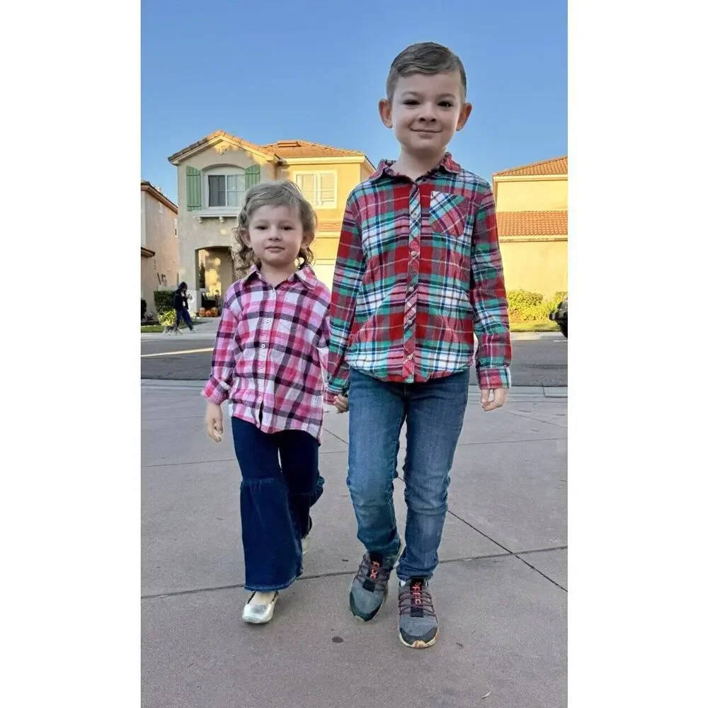 GREEN DAY 90s Punk Rock Retro Vintage Upcycled Plaid Flannel Kids Shirt Sz 7/8 S - Picture 3 of 11